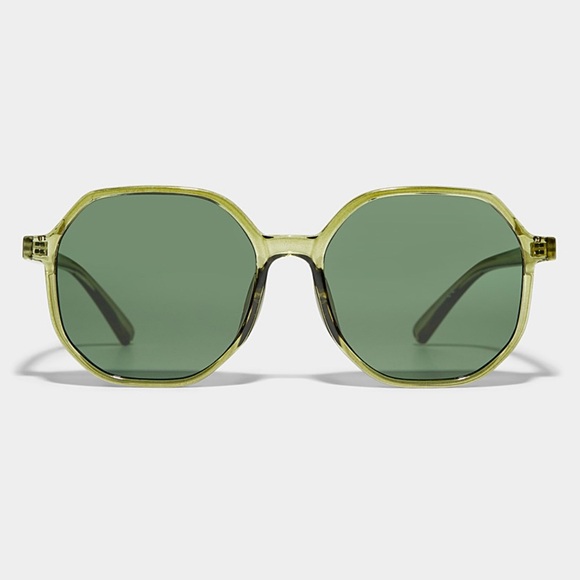 Trendy Olive Green Round Sunglasses - Picture 1 of 3